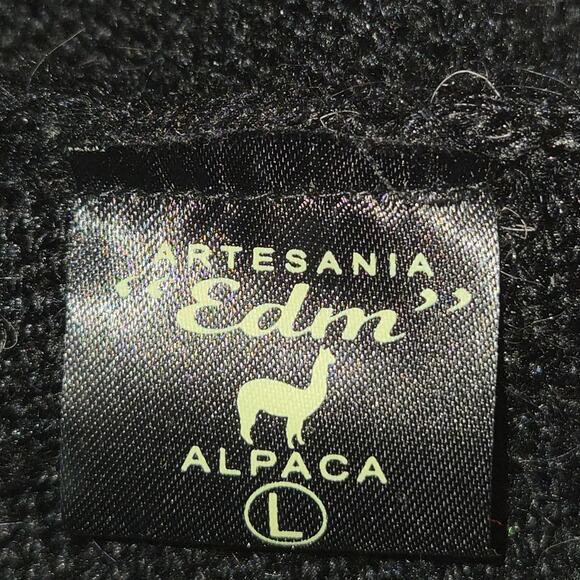 Artesania Edm Alpaca L Hoodie Sweater Poncho Peru Fringe Boho Geometric Festival - Picture 2 of 9